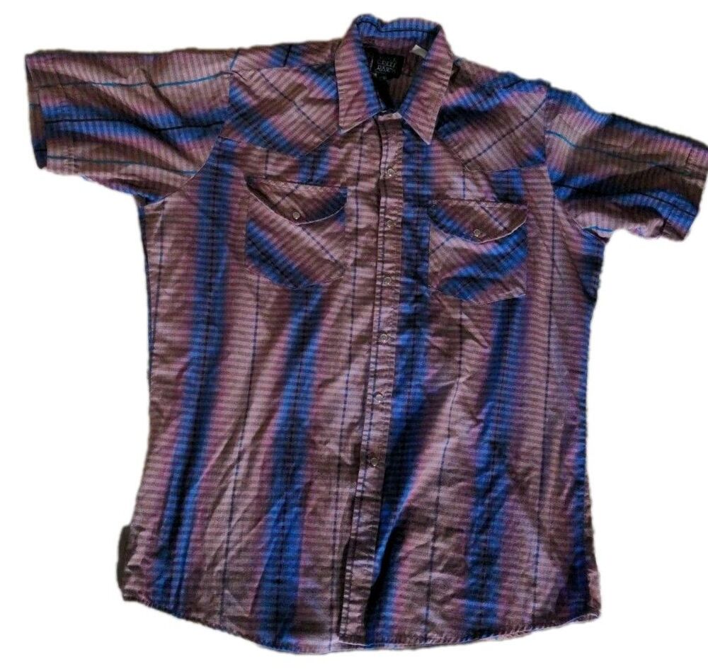 Rock Creek Ranch Plaid Short Sleeved Pearl Snap Western Shirt XL Vintage